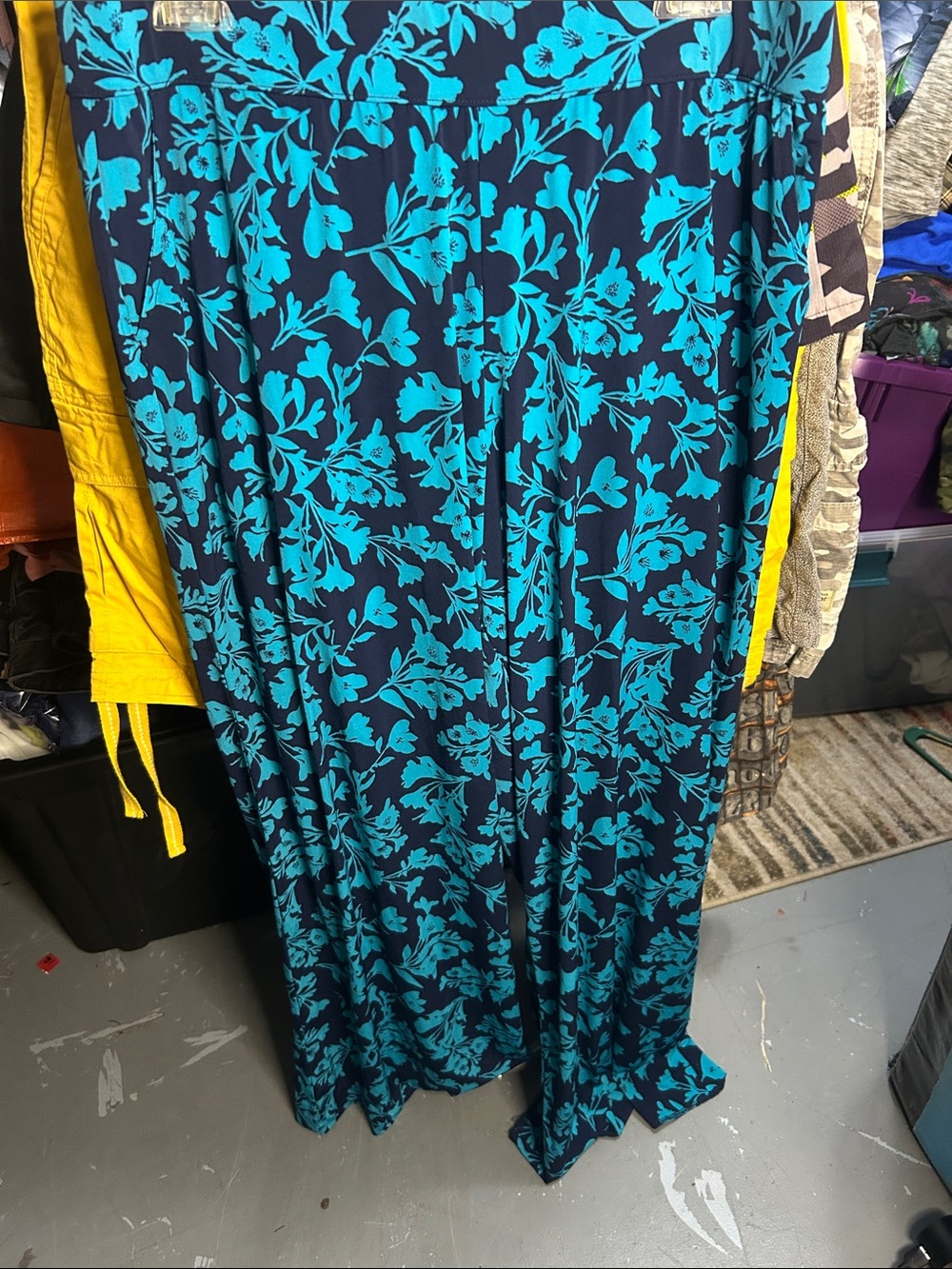 Lane Bryant Navy Maxi pants with Teal Floral Print
